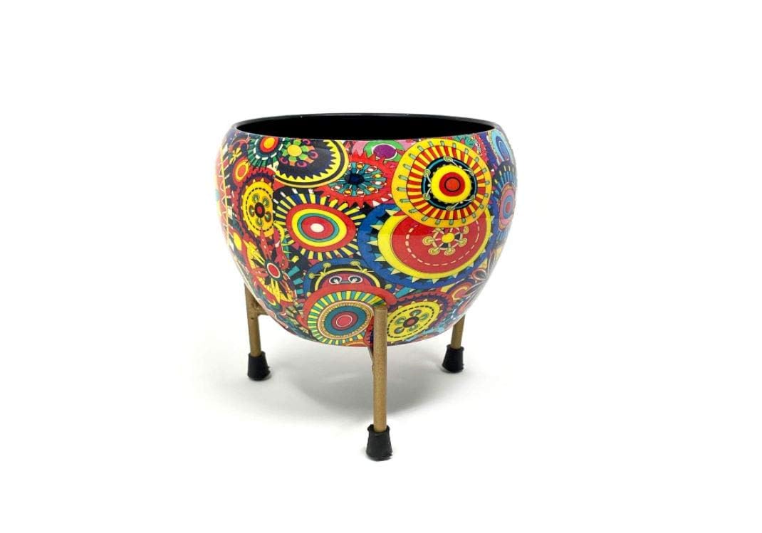 DAILY MOMENTS || Metal Flower Vase Planter Pot, Pots for Plants, Plant Pots for Home Decoration, Indoor Planter Balcony Garden Decor (Size: 6X6 inch) Style: Mandala Fusion (B0CZFXNM7F) Amazon Price History, Amazon Price Tracker