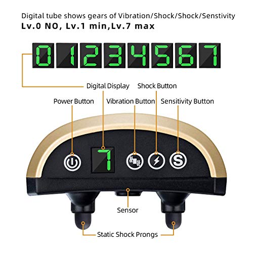 YUKEENGCouro de cachorro elétrico recarregável automático à prova d'água IP65 com 7 níveis de vibra