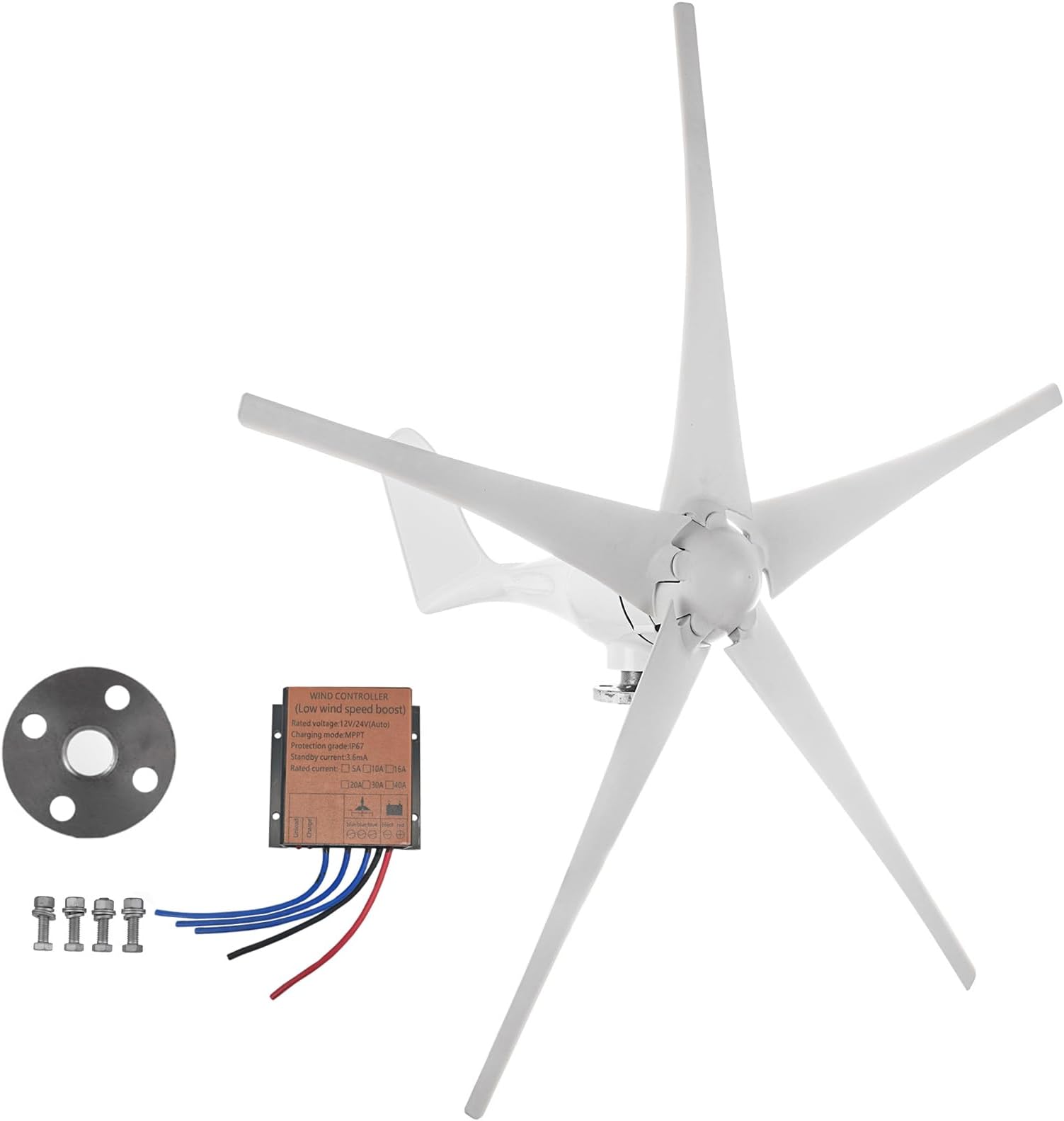 Wind Turbine 1200W DC 12V Wind Generator with 5 Blades Winds Turbine Kit with MPPT Controller for Boats, Gazebos, Chalets, or Mobile Homes