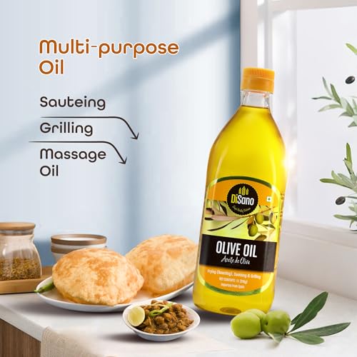 Image of DiSano Pure Olive Oil 1L, Classic Olive Oil ideal for Sauteing, Grilling and Cooking (Pack of 3)