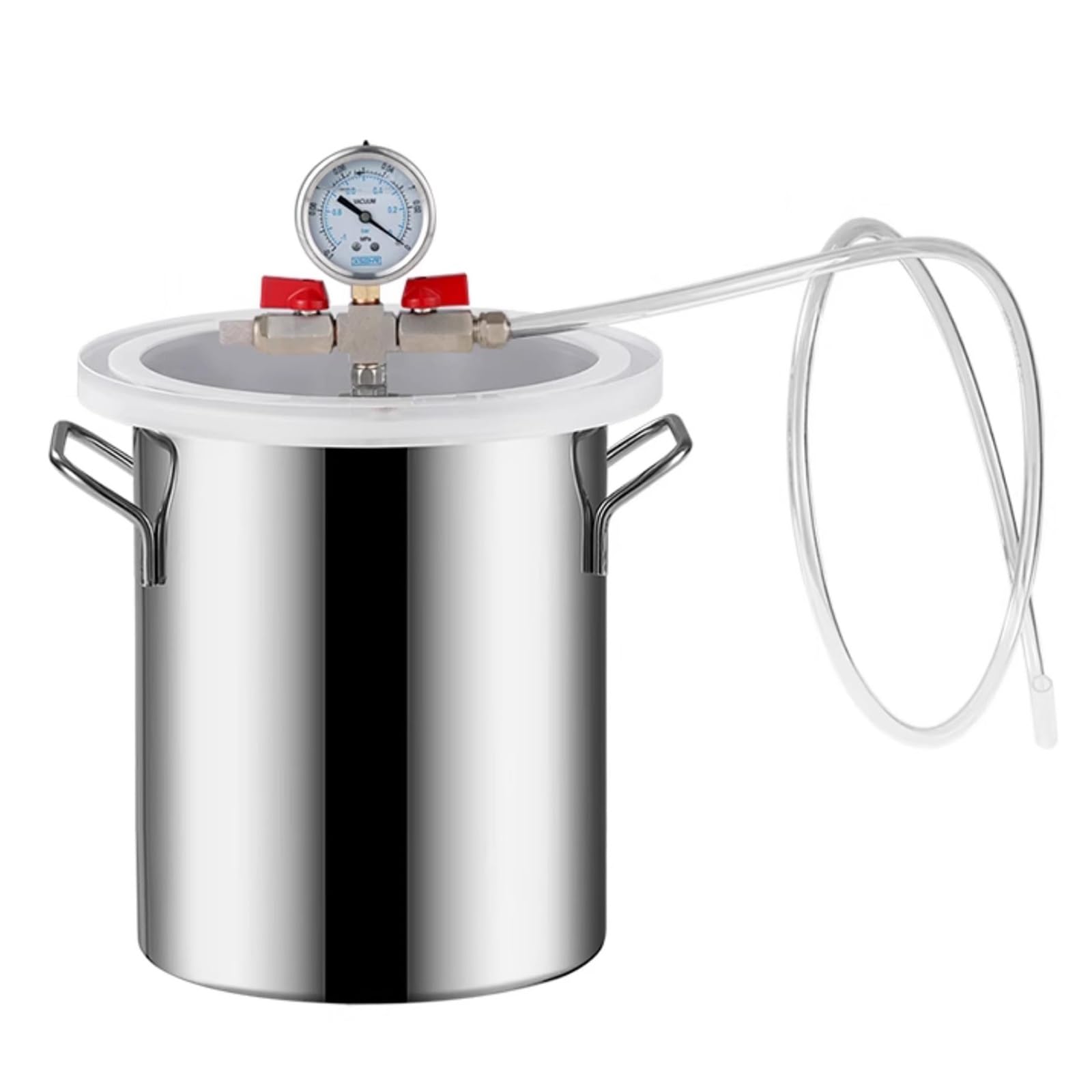 Vakuumkammer, 6L/12L/21L/35L/50L/72L/75L/98L Vakuumkammer zur Stabilisierung von Holzentgasungs-Silikonharz, Edelstahl-Entgasungskammer-Set mit Acryldeckel, 1m Schlauch (Size : 50L/13Gal)