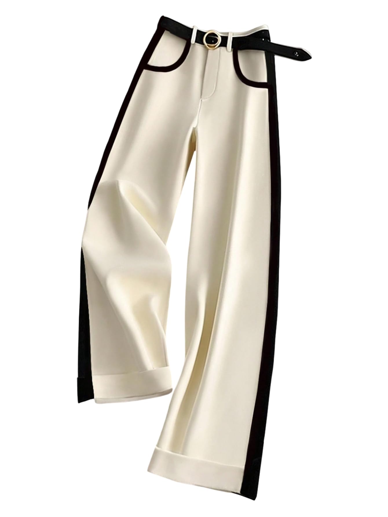GORGLITTER Womens Dress Business Pants High Waisted Wide Leg Side Striped Fashion Work Casual Old Money Trousers