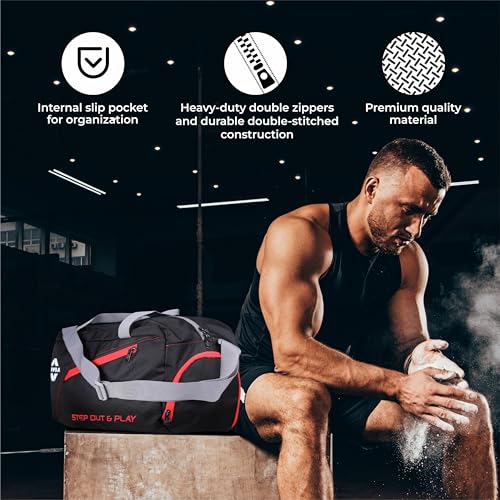 Image of NIVIA Sportspace 2.0 Polyester Gym Bag, Unisex Gym Bags, Adjustable Shoulder Bag for Men, Duffle Gym Bags for Men, Sports Kit, Duffle Bags Travel,Capacity-18 litres