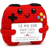 Crochet Game Controller Son Gifts from Mom Dad, Christmas Birthday Fathers Day Graduation Gifts for Son, Cute Handmade Crochet Game Controller Decor, Emotional Support Positive Gift for Bonus Son
