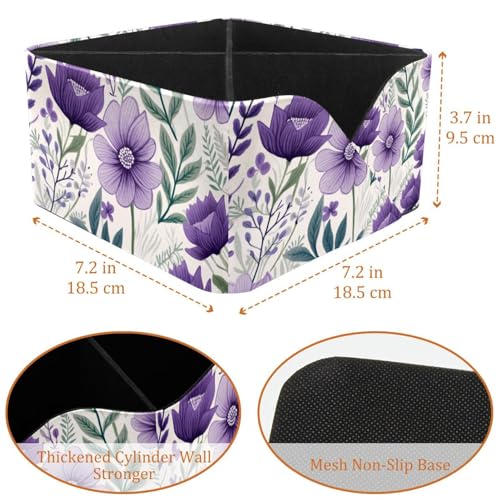 Porte-stylo rectangulaire floral violet à compartiments multiples pour maquillage