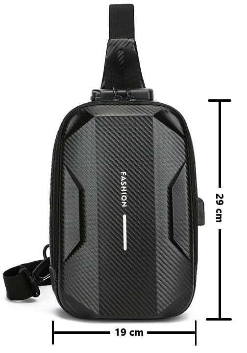 Image of Spiffy Small Crossbody Sling Bag For Man, Anti-Theft Side Chest Bag with USB Charging Port Waterproof Semihard Backpack Bag for Man With Lock