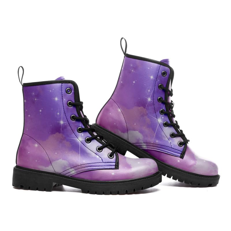 Image of Fashion Ankle Boots For Men Women Floral Mushroom Star Trendy Lace Up Unisex Booties Combat Trendy Street Wear Boots