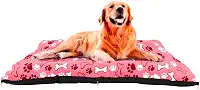 Colchonete G para Cachorro Grande com Zíper, 80x60cm, Rosa com Estampa
