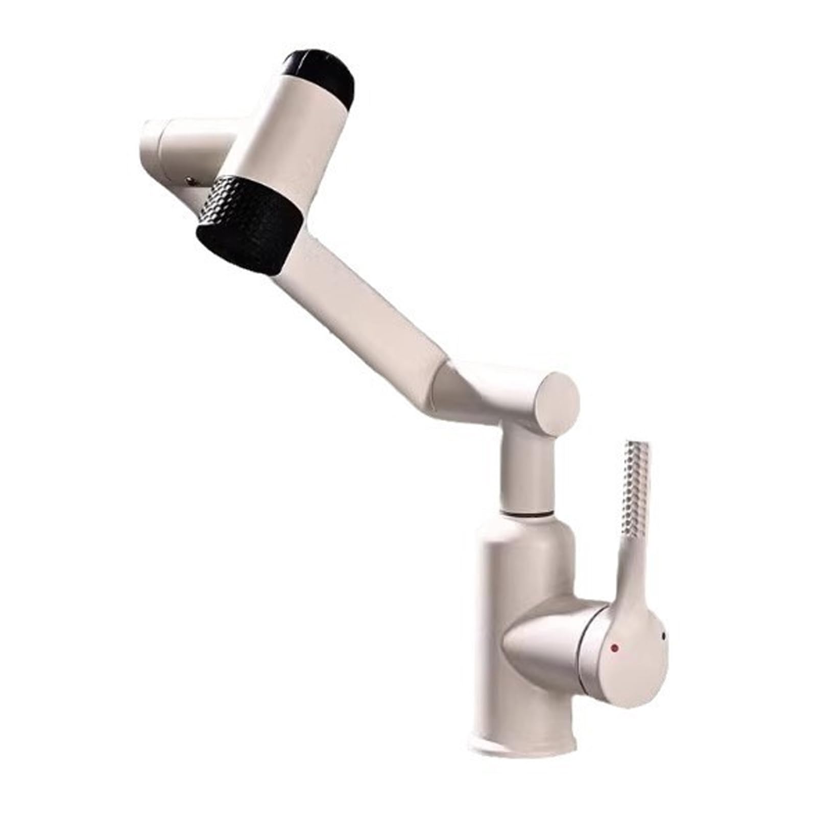 JRUIA Milky White Robotic Arm Bathroom Faucet, 360° Rotatable Stainless Steel Sink Faucet, Multiple Water Dispensing Modes,White
