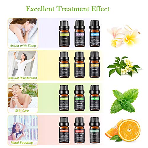 Essentiële oliën-set, Aiemok 12 x 10 ml aromatherapie-oliën Geschenkset voor diffuser en huid- en haarverzorging, 100… - Image 3