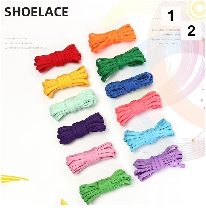 Schnürsenkel Sport-Schnürsenkel for Damen und Herren, farbig, flach, halbkreisförmig, geeignet for alle Schuhe, runde Schnürsenkel, rutschfest, for Outdoor-Aktivitäten