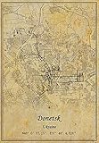 Póster de mapa vintage de Ucrania Donetsk