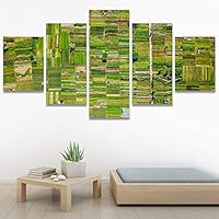 SIGNWIN 5 Panel Canvas Wall Art Modern Art Abstract Closeup Geometric Lights Mixed Media Modern Multicolor for Home Decorations Ready to Hang - 60