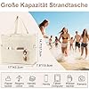 LEDAOU Große Strandtasche mit reißverschluss Damen Wasserdicht Umhängetasche Tragetasche shopper sanddicht mit Reißverschluss Pool Fitness Reisetasche familie(Cord Beige) #5