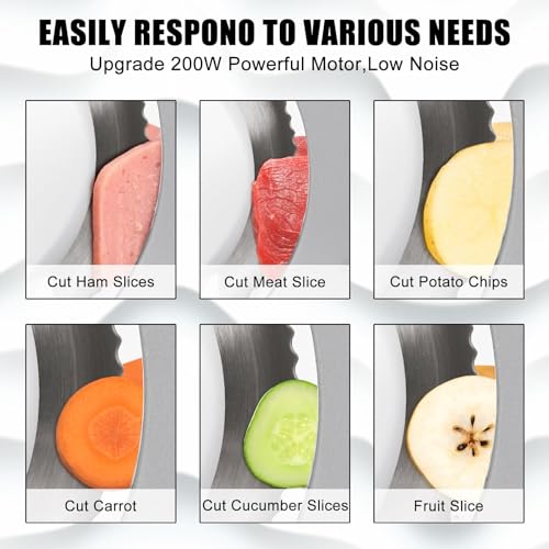 Electric-Meat-Slicer-200W-Meat-Slicer-Machine-for-Home-Use-Deli-Food-Slicer-Meat-Cutter-Machine-AluminumDishwasher-Safe-Removable-Blade-Food-Carriage-and-Pusher-78-Inch-Adjustable-Thickness