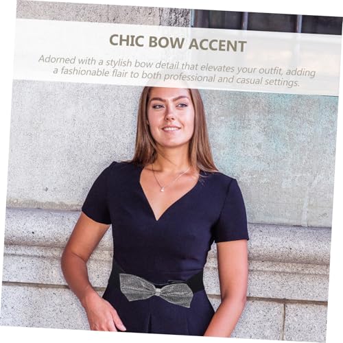 Toyvian Wide Rhinestone Bow Belt for Women Elastic Stretch Waistband Decorative Cinch Waist Belt with Sparkling Rhinestones and Stylish Bow Versatile Accessory for Dresses Skirts and3