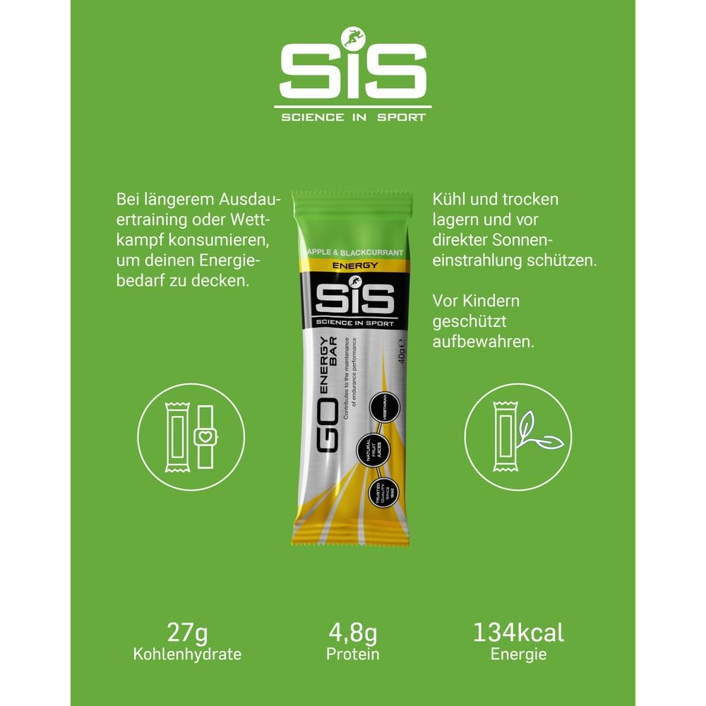 Science in Sport GO Energieriegel Mini 40g 30er Packung Apfel Schwarze Johannisbeere - Leckere Kohlenhydrate Riegel mit 27g Kohlenhydrate, Energielieferanten für das Power Training