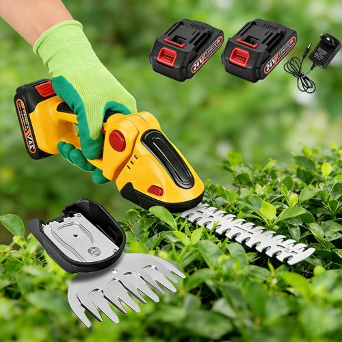 Aofesel Coupe Bordure sans Fil avec 2 Batterie 1500 Mah,Taille Haie Electrique avec 2 Lames, Cisaille Sculpte-Haie à Gazon LéGer pour Coupe, Elagage, Noir &...