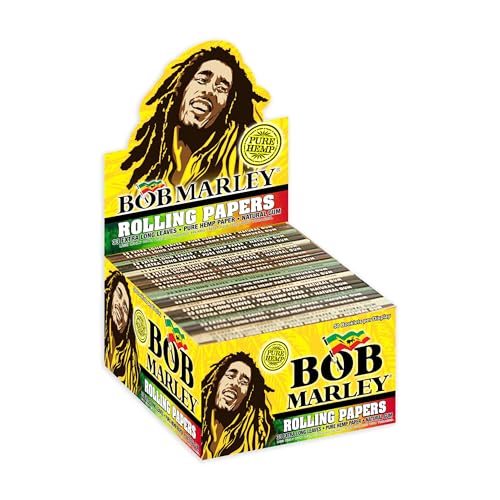Bob Marley Rolling Paper - King Size (110mm) Cigarette Paper - Box of 50 Booklets (33 Leaves Per Book)