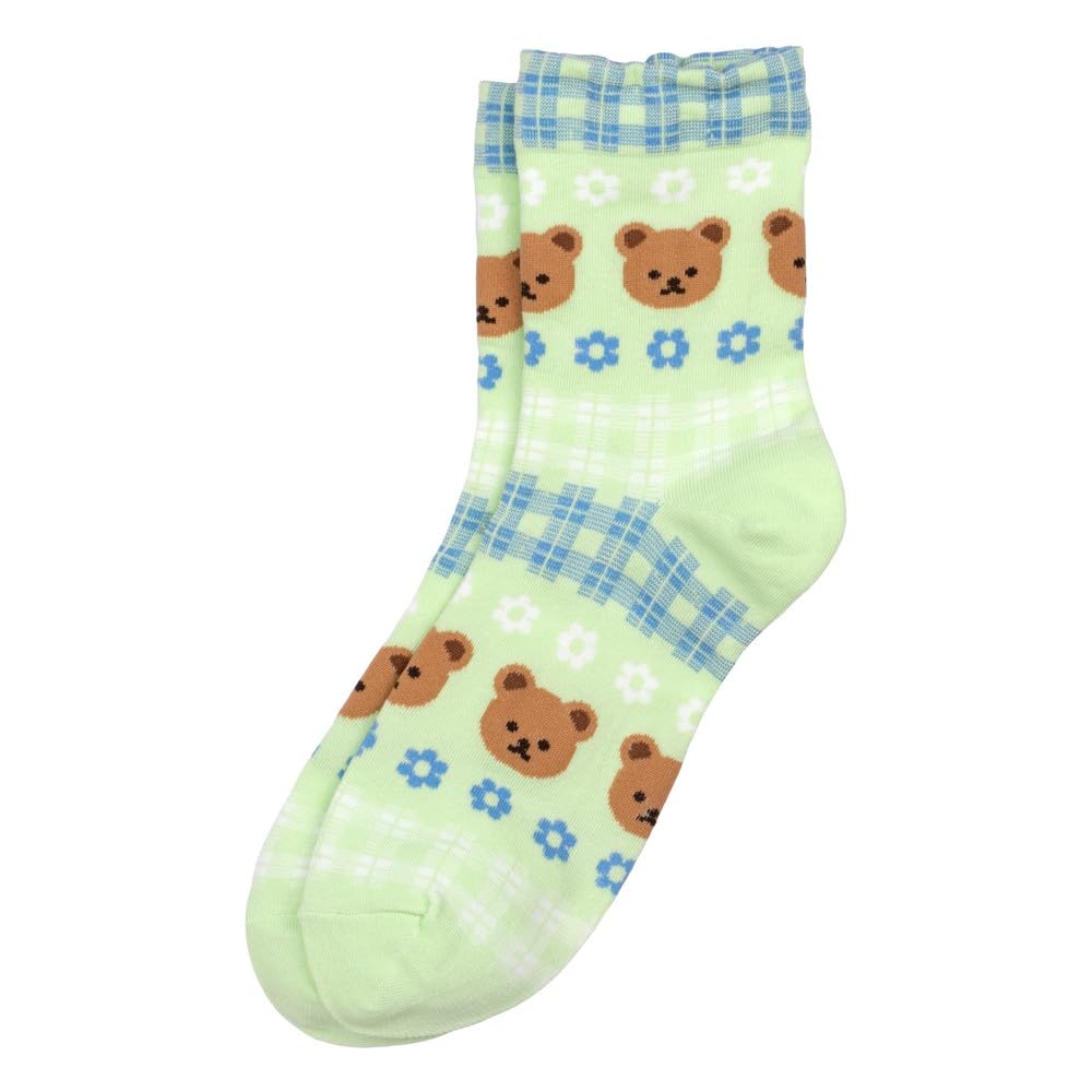 Joe Cool Unisex Green Socks Cotton & Spandex Garden Teddy Bear