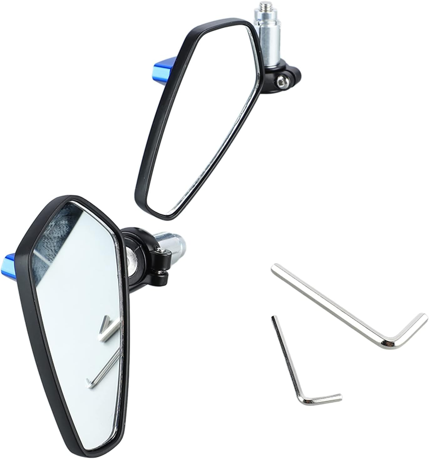Espejo retrovisor universal giratorio de 360° para motocicleta, vidrio liso, visión clara, espejo lateral del manillar, mayor seguridad y visibilidad (azul)