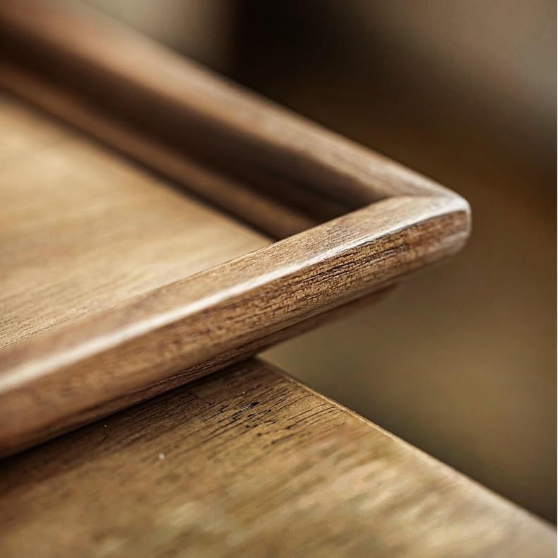 Bandeja para Servir de Nogal Negro, Bandeja Rectangular de Madera Maciza para té, Bandeja de Madera sin chapar para Aperitivos, bandejas de Mesa para Preparar té en seco, para Comer en el Regazo