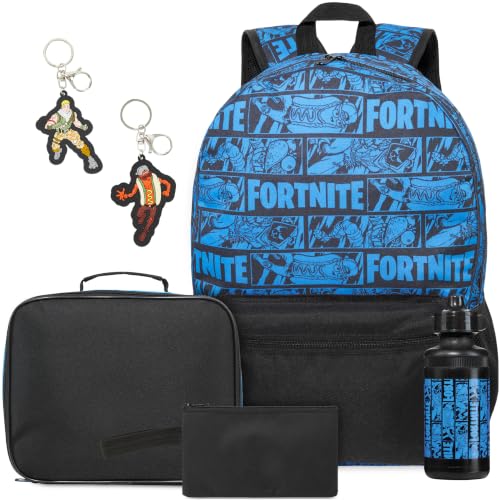 Get Trend Fortnite Boys Backpack 6Pc School Set with Lunch Bag Pencil Case