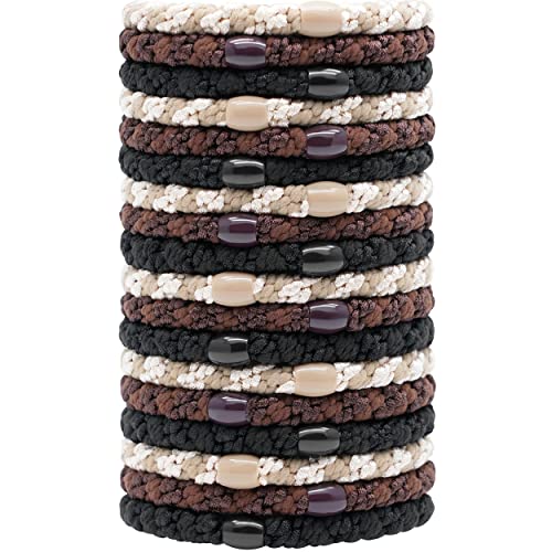Hair Ties for Women Girls, HBY 18 Pcs Elastics Hair Bands Ponytail Holders for Thick Hair, No Damage No Crease Hair Elastics
