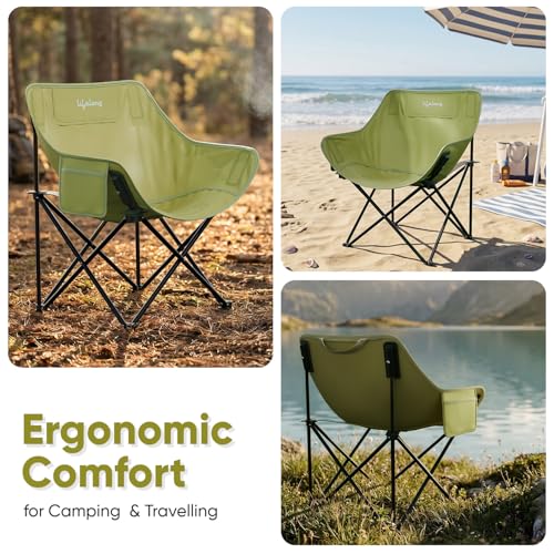 Image of Lifelong Foldable Camping Chair for Travelling | Portable Folding Chair with Back Rest & Side Pocket | Carbon Steel Frame | Durable Oxford Cloth | Indoor Outdoor Chair for Camping & Hiking