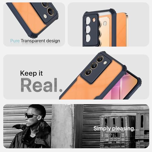 Image of Outlouders Back Cover for Vivo T3 5G / Vivo Y200e 5G | Ultra Hybrid Transparent | Full Camera Protection | Raised Edge | Crystal Clear Bumper Case (Blue)