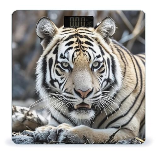 Báscula Digital de Peso Corporal Tigre Blanco y Negro miniatura 1