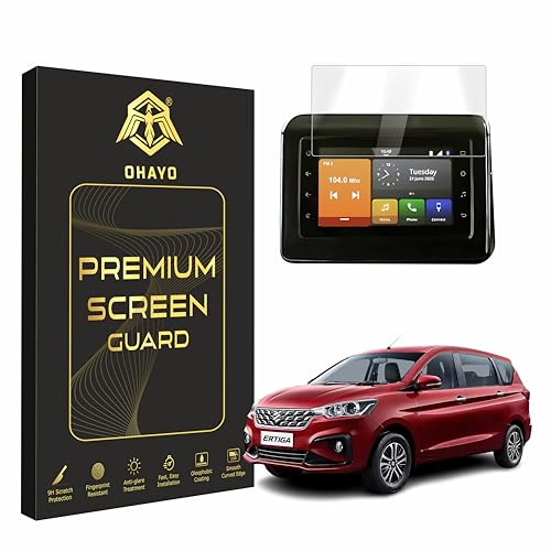 Image of OHAYO Military Strength Screen Protector For MARUTI SUZUKI ERTIGA 9H+ Hardness, Strong Protection, Full Screen Edge-to-Edge Cover, Scratch Resistant, Bubble-Free Installation, Ultra HD Clarity,With installation kit