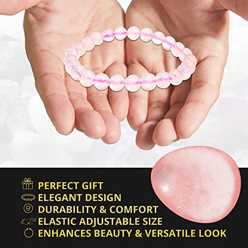 Image of ANAYA AGATE Healing Crystal Bracelet for Women and Men - 8mm Round Beaded Bracelet for Men and Women - Unisex Stretchy Gemstone Bracelet for Healing and Protection