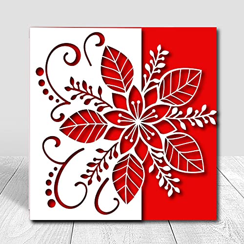 Adies Christmas Flower Leaves Border Metal Die Cuts,Merry Christmas Party Cutting Dies Cut Stencils DIY Scrapbooking Photo Album Decorative Embossing Paper Card Making, 114x117cm /4.48X4.6inch