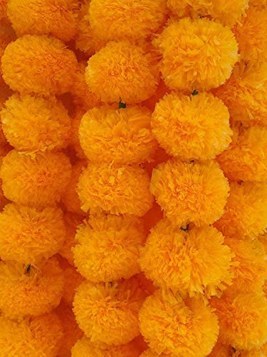 Image of Artificial Marigold Flower Garlands 5 Feet Long (Light Orange, 5)