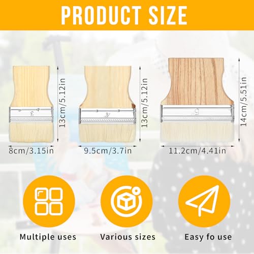 Thinp Set de 3 Pinceles Planos Paddle, Pincel Ancho Grandes de 3/4/5 Pulgadas con Mango de Álamo, Pinceles de Lana para Pinturas al Óleo y Acrílicas miniatura 2
