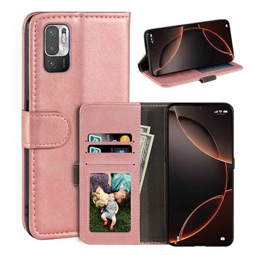 UOGNADGD ���U�[�t���b�v�J�o�[ Xiaomi Redmi Note 10T �Ƃ̌݊������� �J�[�h�X���b�g�t���E�H���b�g�P�[�X�A�}�O�l�b�g�N���[�W���[�A�L�b�N�X�^���h�ARFID�ϏՌ��t�H���I (���[�Y�S�[���h)