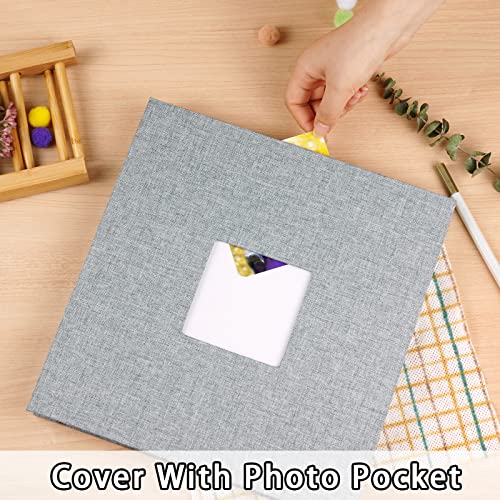 Self-Adhesive Photo Album Scrapbook 60 Sticky Pages (11X10.6Inch) Large Skyblue Linen Picture Book For 2X3 3X5 4X6 5X7 6X8 8X10 Pictures With 10 Metallic Pen Acid Free Pages #TOP6