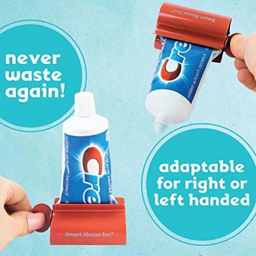 Image of Toothpaste Squeezer Tube Roller Stainless Steel Tube Squeezer Rollers, Saves Toothpaste, Creams, Puts an end to Waste (Red)