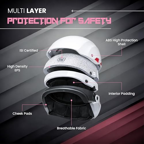Image of Cortex Run Half Face Helmet Matt Finish with Scratch Resistant Curved Polycarbonate Visor, Hard ABS Shell Helmet for Men and Women | Clear Visor, Lightweight
