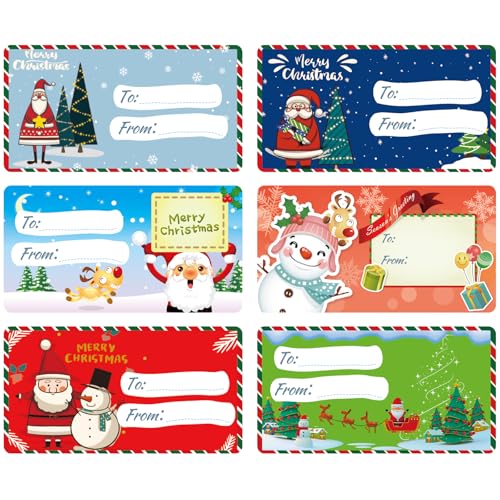 Etiquetas adhesivas de Navidad, 90 unidades, etiquetas de regalo con nombre de Navidad, 75 x 40 mm, autoadhesivas, etiquetas de Navidad, etiquetas adhesivas de Navidad, etiquetas de Navidad para