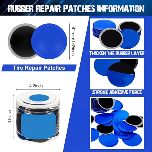Image of Tallew 20 Pcs Heavy Duty Tire Patches Radial Patch Round Cold Tyre Puncture Tool Kit for Car Truck Motorcycle Automobile Bike Inner Tire (42 mm)