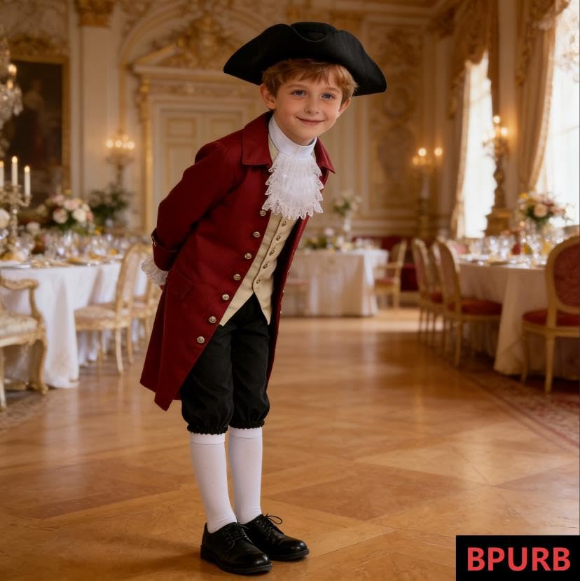Image of BPURB Rococo Boy Colonial Costume Patriotic Boy Costume Deluxe Thomas Jefferson George Washington Alexander Hamilton Costume