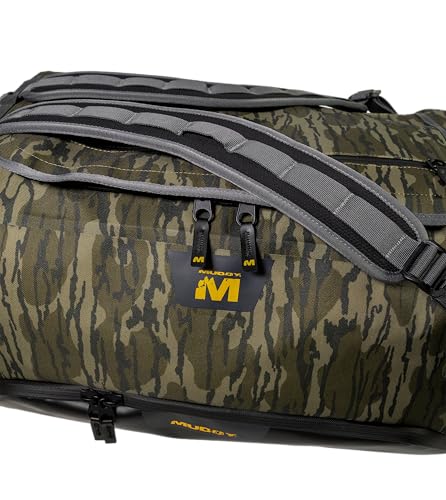 Image of Muddy Outdoors DV8 70L Waterproof Duffle Bag - Mossy Oak Bottomland - Welded IPX6 Water-Resistant PU Construction with Reinforced TPU Bottom