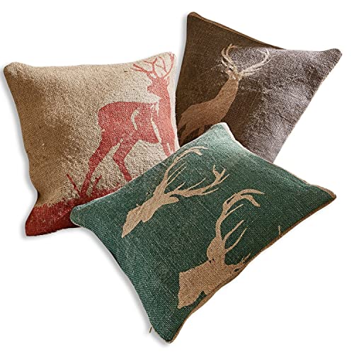 Loberon Shrewton Lot de 3 Housses de Coussins - Imprimés Animaux naturels - Style Maison de Campagne Rustique, Multicolore