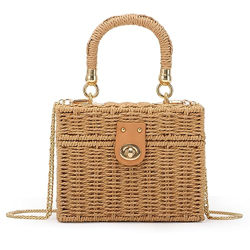 Bolso bandolera femenino de ratán tejido para playa miniatura 1