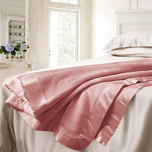 ElleSilk 100% Soie Couverture, Couvertures de Lit en Soie Pure, Soie de Mûrier de la Plus Haute Qualité, Colorant Naturel, Doux et Chaud, 180 x 220cm, Queen, Rose de Pêche