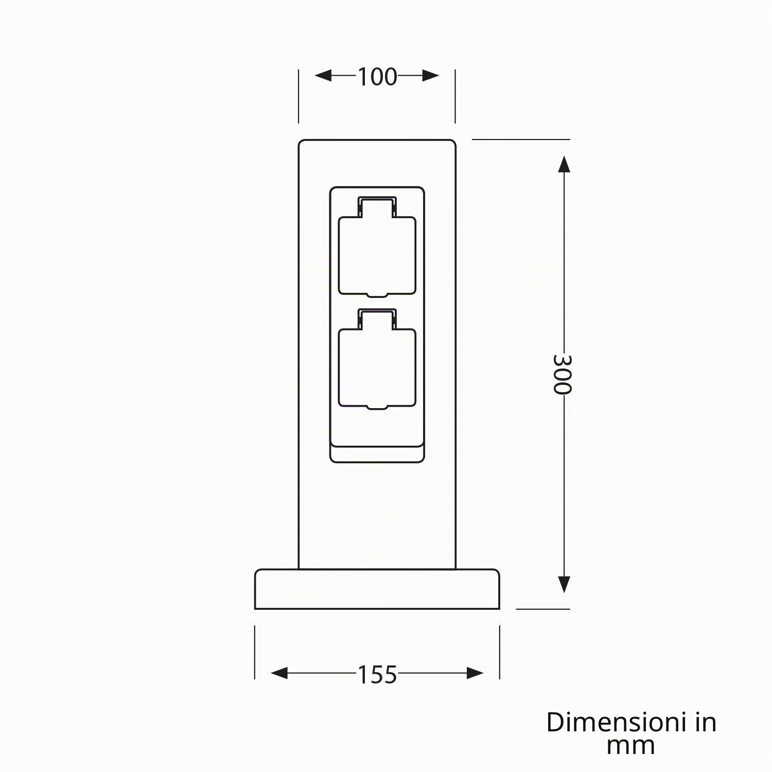 ledscom.de Colonnina con 2 prese da giardino POCK per esterni, IP44, a 2 prese, antracite (effetto pietra), squadrata, 30 cm