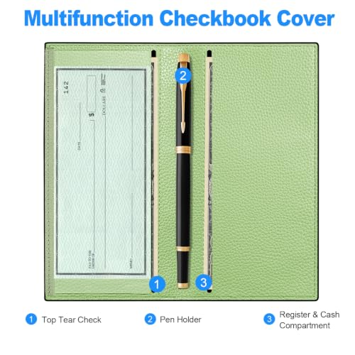 Image of CASMONAL Checkbook Cover for Women & Men, PU Leather Wallet RFID Blocking