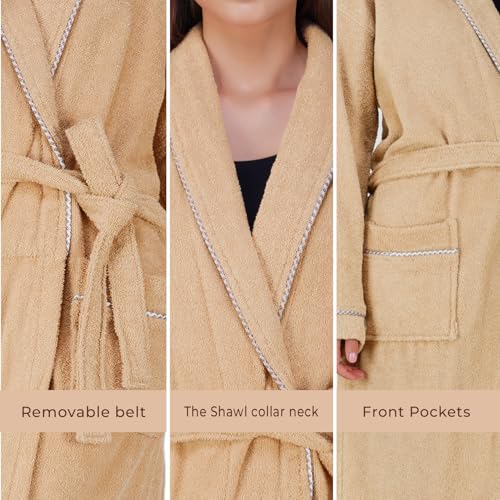 Image of Rangoli Sunshine 100% Cotton Bathrobes For Women, 500 GSM Free Size Bath Robe With Rope,Ultra-soft, Lightweight & Highly Absorbent Luxurious Bath Gown /Bath Robe
